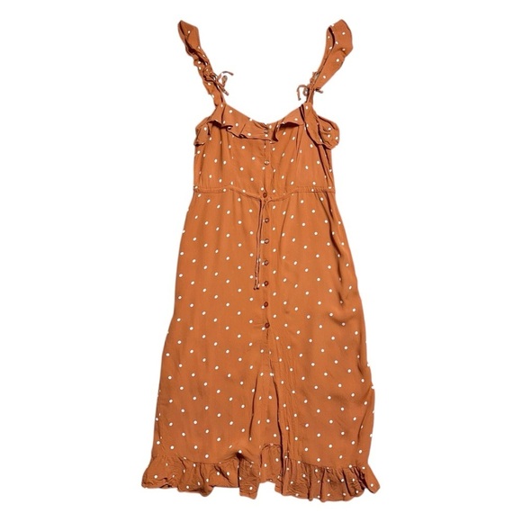 For Love & Lemons Copper Natalia Polka Dot Ruffle Midi Dress Women’s M - Picture 2 of 9